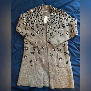 Nine West long grey leopard print sweater from Kohl’s